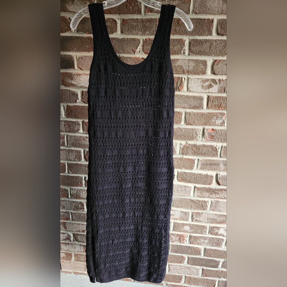 Old Navy Crochet Knit Sleeveless Midi Dress | Black | Size S | S/880286-02 EUC